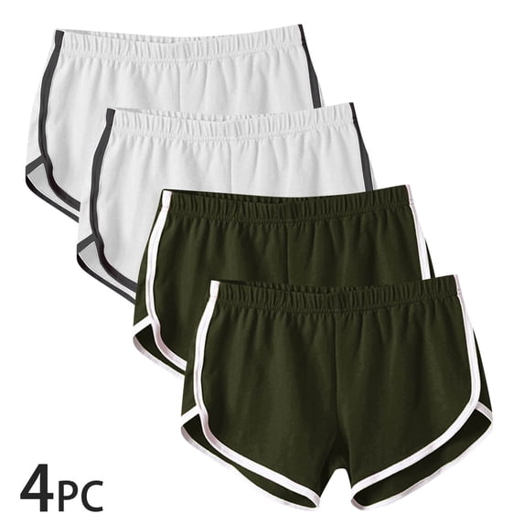 Guluxicc 4 Pack Athletic Shorts for Women Summer Dolphin Yoga Sweat Shorts Elastic Waist Quick Dry Workout Running Cycling Short Pants