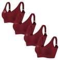 thumbnail image 1 of Guluxicc 4 Pack Wireless Bras for Women Seamless Push Up Bra No Underwire Comfort Everyday Bras, Red, 5XL, 1 of 8