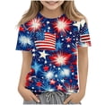 thumbnail image 1 of Guluxicc 4th of July Girls Tees with Amarican Flag Printed Kids T Shirt Girls' Summer Tops Clothes for 3-14 Years, 1 of 6