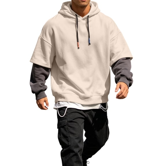 Guluxicc Athletic Hoodies for Men Loose Drawstring Pull On Long Sleeve Hooded Sweatshirts for Gym Workout Everyday Fall Winter