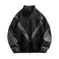 thumbnail image 1 of Guluxicc Athletic Jackets for Men Waterproof Plus Size Loose Full Zipper Color Block Long Sleeve Running Performance Jackets for Outdoor Workout Wear Fall Winter Casual Jackets, 1 of 6