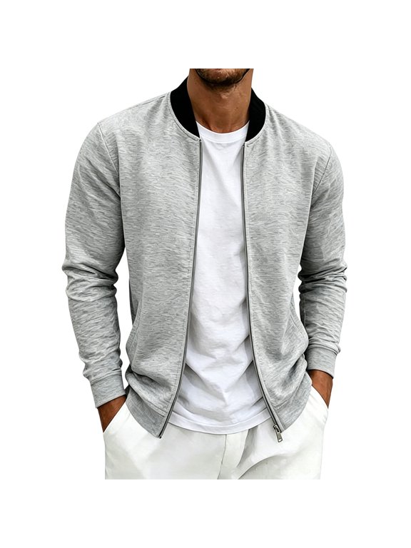 Athletic Jackets for Men Full Zipper Long Sleeve Baseball Jackets for Running Performance Wear Summer Fall Casual Jackets