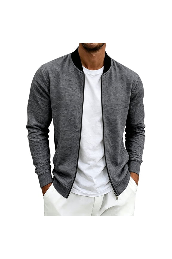 Athletic Jackets for Men Full Zipper Long Sleeve Baseball Jackets for Running Performance Wear Summer Fall Casual Jackets