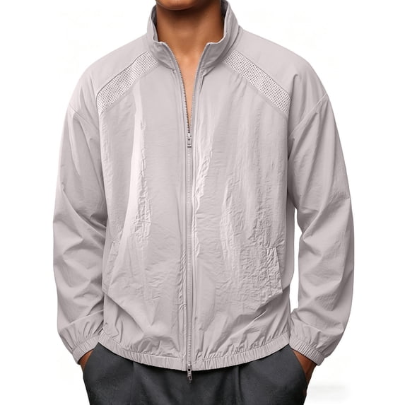 Guluxicc Athletic Jackets with Pockets for Men Quick Dry Full Zipper Long Sleeve Jackets for Everyday Wear Spring Summer Casual Jackets