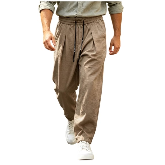 Guluxicc Athletic Pants for Men Elastic Waist Drawstring Long Straight Leg Trousers for Gym Workout Everyday Summer Fall