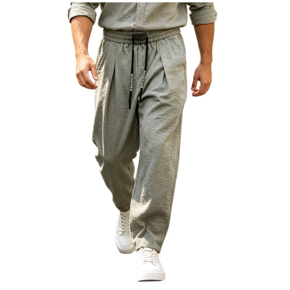 Guluxicc Athletic Pants for Men Elastic Waist Drawstring Long Straight Leg Trousers for Gym Workout Everyday Summer Fall