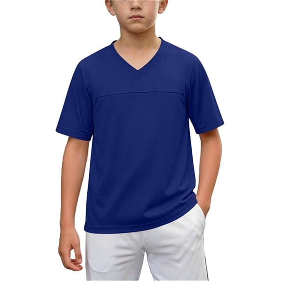 Guluxicc Basic Athletic T Shirts for Kids Boys Mesh Grid Summer Quick Dry Breathable Tee V Neck Tops