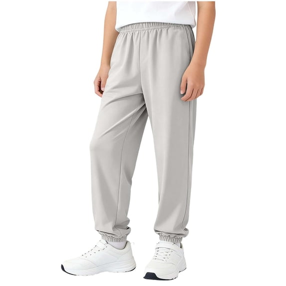 Guluxicc Boys Casual Pants Elastic Waist Summer Breathable Trousers Solid Color Outdoor Jogger Pants for Kids 3-13 Years