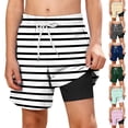 thumbnail image 1 of Guluxicc Boys Swim Trunks with Compression Kids Striped Printed Beach Shorts Summer Quick Dry Bathing Suit Swimsuit with Pockets, 1 of 10