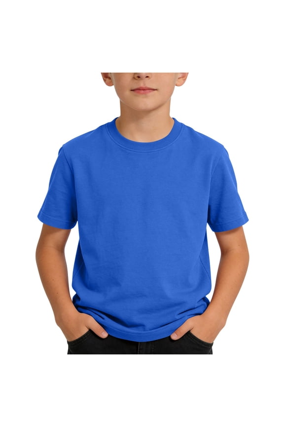 Boys T-Shirts Toddler Kids Short Sleeve Crewneck Solid Basic Tees Casual Summer Tops 2-15 Years