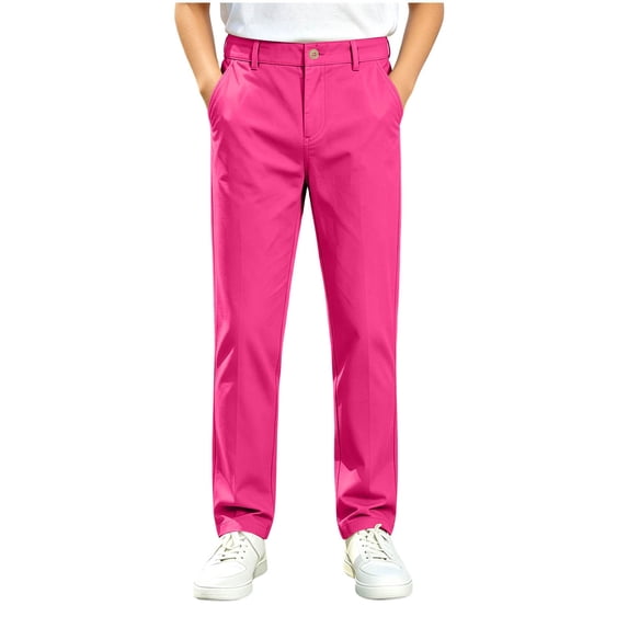 Guluxicc Boys Uniform Pants Classic Fit Stretchy Trousers Solid Color Chino Dress Pants for Kids 5-15 Years