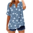 thumbnail image 1 of Guluxicc Button Up Shirt Women Short Sleeve V Neck T Shirts for Women Vertical Floral Casual Loose Tops, 1 of 5