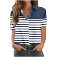 thumbnail image 1 of Guluxicc Button Up Shirt for Women Collared Short Sleeve Stripe Tops Casual Summer Womens T Shirts, 1 of 6