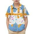 thumbnail image 1 of Guluxicc Button Up Shirts for Kids Boys Short Sleeve Geometric Print Casual Summer Turndown Collar Tops with Pockets, 1 of 8