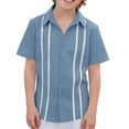 thumbnail image 1 of Guluxicc Button Up Shirts for Kids Boys Short Sleeve Linen Lapel Tops Solid Color Casual Summer Breathable Button Up Shirts, 1 of 9