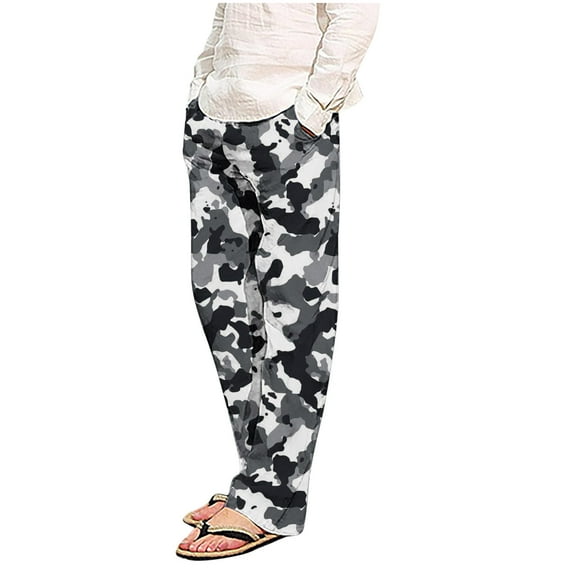 Guluxicc Camo Pants for Men Casual Straight Leg Athletic Trousers Lightweight Graphic Lounge Pants, Green