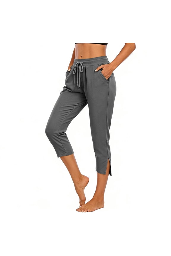Capri Pants for Women High Waist Wide Leg Cargo Trousers with Pockets Ribbon Detail Womens Casual Jodhpurs Pants
