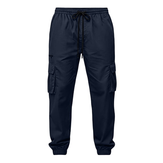 Guluxicc Cargo Jogger Pants for Men Multi Pocket Elastic Waist Drawstring Tapered Trousers for Outdoor Hiking Gym Workout Everyday Fall Winter