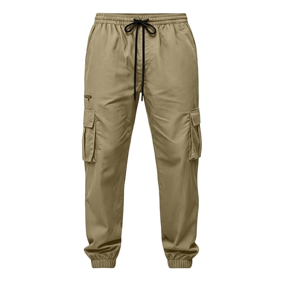 Guluxicc Cargo Jogger Pants for Men Multi Pocket Elastic Waist Drawstring Tapered Trousers for Outdoor Hiking Gym Workout Everyday Fall Winter