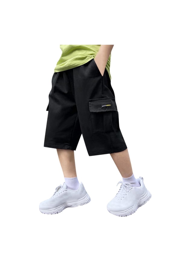 Cargo Shorts for Boys Teens Elastic Waist Summer Baggy Shorts with Pockets for 4-14 Years