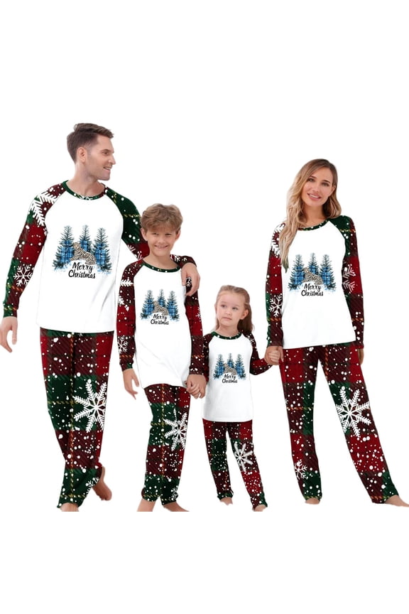 Christmas 2 Pcs Family Pajamas Long Sleeve Shirt and Snowflake Print Pants Pjs Matching Holiday Nightwear Sleepwear Jammies Outfit Sets, Red