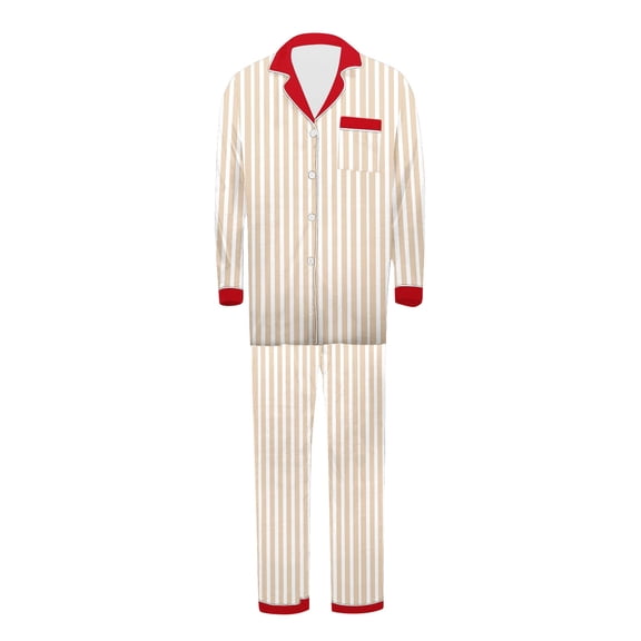 Guluxicc Christmas Pajamas for Family, Pjs Matching Outfit Sets for Men, Holiday Nightwear, Button Down Shirt with Pockets and Pants, Sleepwear Jammies, Brown