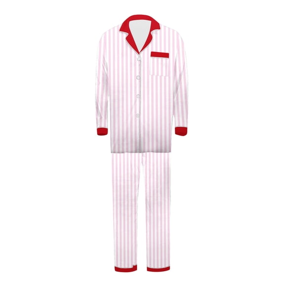 Guluxicc Christmas Pajamas for Family, Pjs Matching Outfit Sets for Men, Holiday Nightwear, Button Down Shirt with Pockets and Pants, Sleepwear Jammies, Pink