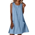 thumbnail image 1 of Guluxicc Cotton Linen Summer Dress for Womens Sleeveless Crew Neck Maxi Dress Trendy Flowy Sundress with Pockets, 1 of 9