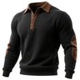 thumbnail image 1 of Guluxicc Dressy Henley Sweatshirts for Men Elbow Patch Ribbed Cuffs Hem Button Closure Collared Long Sleeve Casual Sweatshirts for Fall Winter Pullover, 1 of 7