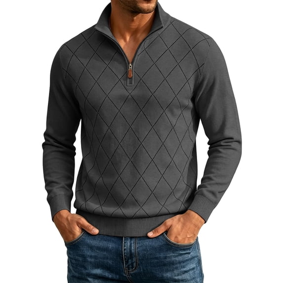 Guluxicc Dressy Sweatshirts for Men Quarter Zip Mock Neck Ribbed Cuffs Long Sleeve Casual Sweatshirts Fall Winter Pullover