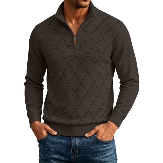 Guluxicc Dressy Sweatshirts for Men Quarter Zip Mock Neck Ribbed Cuffs Long Sleeve Casual Sweatshirts Fall Winter Pullover