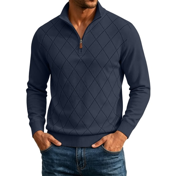 Guluxicc Dressy Sweatshirts for Men Quarter Zip Mock Neck Ribbed Cuffs Long Sleeve Casual Sweatshirts Fall Winter Pullover
