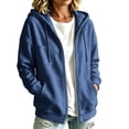 thumbnail image 1 of Guluxicc Fleece Hooded Jackets for Women Drawstring Full Zipper Long Sleeve Solid Athletic Jackets with Pockets for Workout Fall Winter Casual, 1 of 8