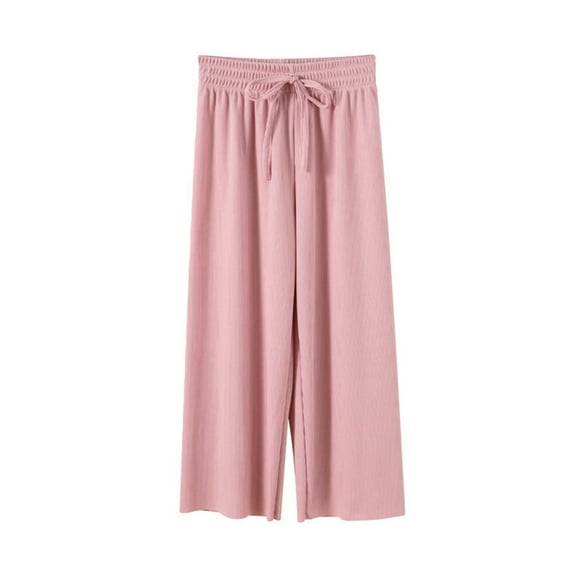 Guluxicc Girl Boys Pajama Pants Baby Casual Ice Silk Pants Kids Soft Comfy Elastic Waist Wide Leg Sleepwear Sizes 2-14 Years