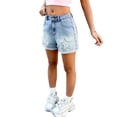 thumbnail image 1 of Guluxicc Girls Denim Shorts Kids Star Pattern Elastic Waist Jean Shorts Summer Comfy Clothing with Pockets, 1 of 7