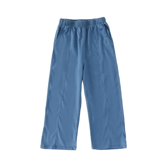 Guluxicc Girls Flare Pants Kids Summer Casual Elastic Waist Bell Bottom Trousers with Pockets