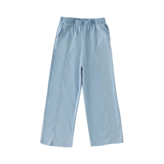Guluxicc Girls Flare Pants Kids Summer Casual Elastic Waist Bell Bottom Trousers with Pockets