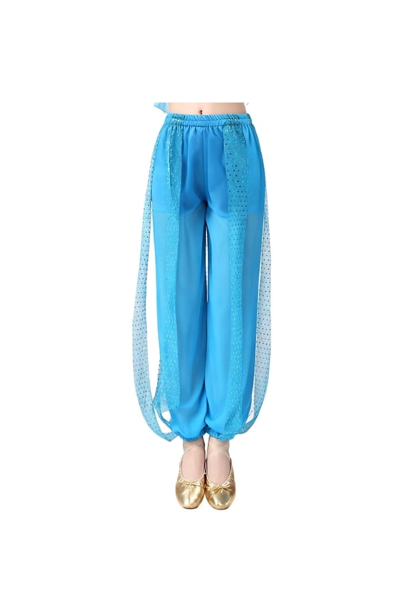 Girls Sequin Harem Pants Performance Kids High Waist Tapered Pants Dance Birthday Festival Party Pants