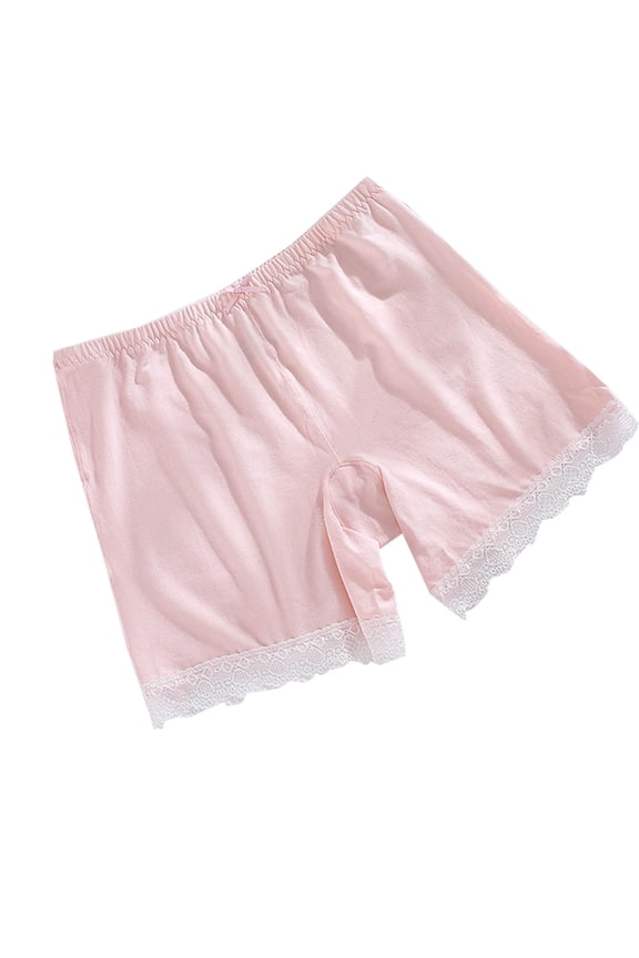 Girls Underpants with Lace Trim Juniors Protective Cotton Underwear Anti Chafing Under Skirt Bike Shorts 7-18 Years