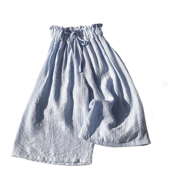 Guluxicc Girls Wide Leg Plaid Pants Comfort Cotton Loose Elastic Waist Summer Palazzo pants for 1-11 Years