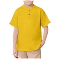 thumbnail image 1 of Guluxicc Henley T Shirts for Kids Boys Solid Color Casual Tops Summer Breathable Short Sleeve Henley Tops, 1 of 8