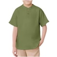 thumbnail image 1 of Guluxicc Henley T Shirts for Kids Boys Solid Color Casual Tops Summer Breathable Short Sleeve Henley Tops, 1 of 8