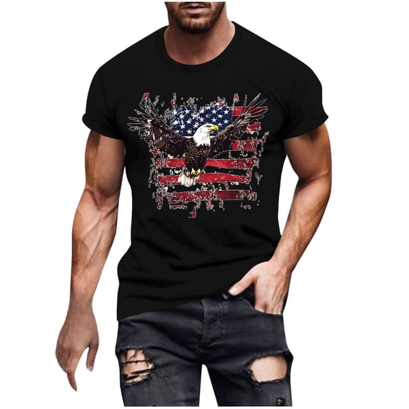 Guluxicc Independence Day T Shirts for Men 4th of July Tops Summer Holiday Patriotic Graphic Shirts