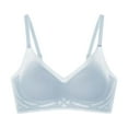 thumbnail image 1 of Guluxicc Jelly Bras for Women No Underwire Comfort Bralette Seamless Wireless Bras with Spaghetti Straps, Blue, L, 1 of 2