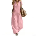 thumbnail image 1 of Guluxicc Jumpsuits for Women Casual Summer Sleeveless V Neck Button Down Overalls Beach Travel Vacation Rompers with Pockets, 1 of 7