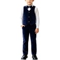 thumbnail image 1 of Guluxicc Kids Boys 4 Piece Sets Velvet Suit Set Vest Dress Shirt Pants and Bow Tie Kids Formal Performance Outfit 0-10 Years, 1 of 9