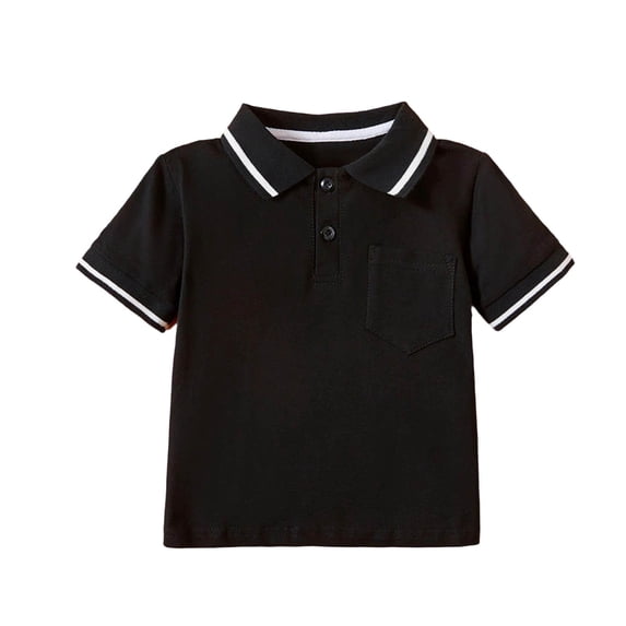 Guluxicc Kids Boys Golf Shirts Collared Short Sleeve Tops Solid Color Contrast Collar Casual Summer Breathable T Shirts