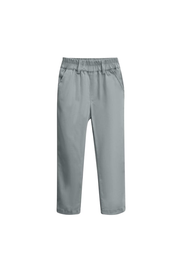 Kids Girls Boys School Uniform Pants Elastic Waist Flat Front Pants Twill Chino Trousers Straight Leg Pull-On Pant