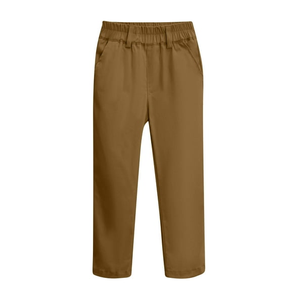 Guluxicc Kids Girls Boys School Uniform Pants Elastic Waist Flat Front Pants Twill Chino Trousers Straight Leg Pull-On Pant