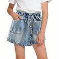 thumbnail image 1 of Guluxicc Kids Girls Denim Cargo Skort with Elastic Waist Girls Summer Casual Jean Shorts for 4-12 Years, 1 of 8